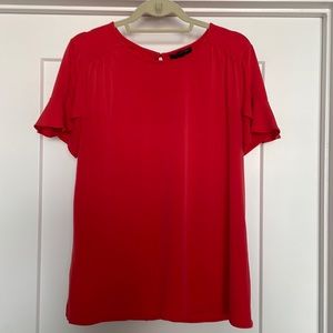 Banana republic, tulip sleeve shirt - bright paprika